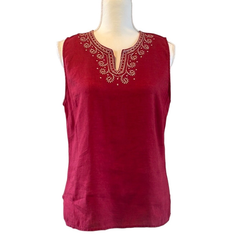 Tommy Hilfiger New Vintage Beautiful Boho 100% Linen Sleeveless Tunic Top …